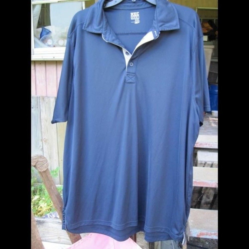 Old Navy Blue XXL Men's Collared Shirt Rec Tech Golf Tennis Polyester Preowned